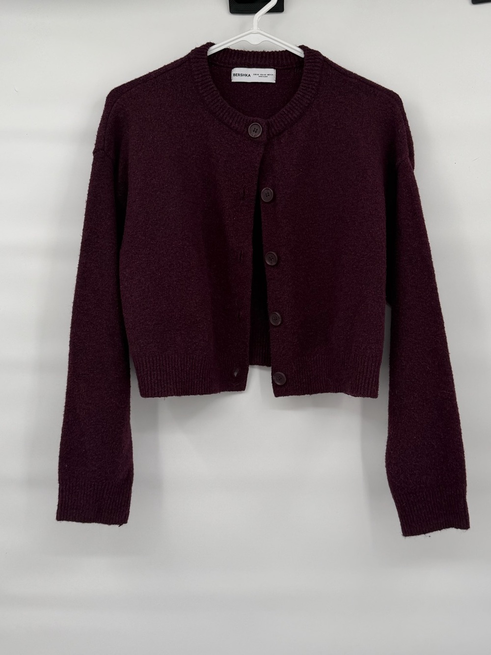 Bershka plum purple fitted cardigan sweater